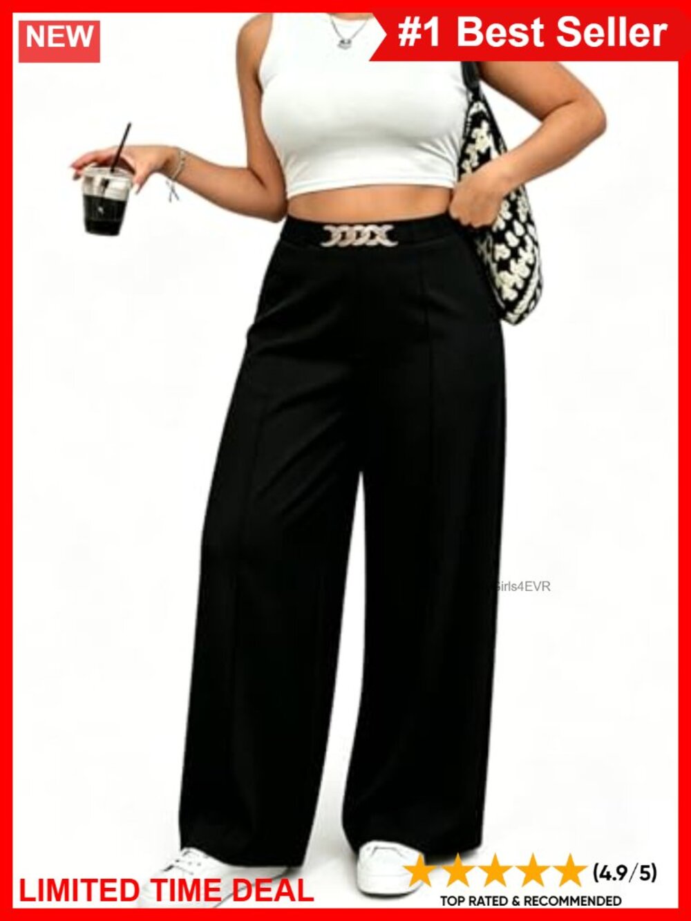 Plus Size Wide Leg Palazzo Pants High Waisted Elastic Casual Work Lounge